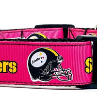 Steelers girl dog collar handmade adjustable buckle 1" or 5/8" wide or leash Petcollarshandmade