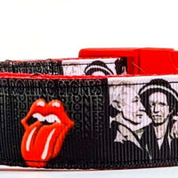 Rolling Stones dog collar Handmade adjustable buckle 1"or 5/8"wide or leash Rock
