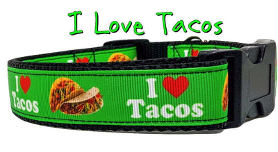 I Love Tacos dog collar handmade adjustable buckle 1