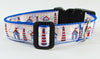 Lighthouse dog collar handmade adjustable buckle collar 1" wide or leash - Furrypetbeds