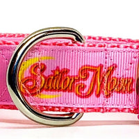 Sailor Moon dog collar handmade adjustable buckle collar 1" wide or leash pink
