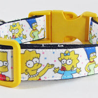 Simpsons dog collar Handmade adjustable buckle collar 1" wide or leash Petcollarshandmade