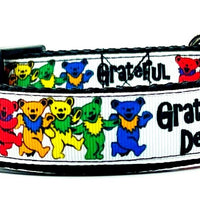 Grateful Dead dog collar Rock handmade adjustable buckle 1"or 5/8"wide or leash