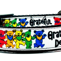 Grateful Dead dog collar Rock handmade adjustable buckle 1"or 5/8"wide or leash Petcollarshandmade