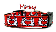 Mickey Mouse dog collar handmade adjustable buckle collar 5/8"wide or leash Petcollarshandmade