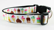 Ice Cream dog collar handmade adjustable buckle collar 1"wide or leash - Furrypetbeds