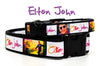 Elton John dog collar Rock N Roll handmade adjustable buckle 1"or 5/8" wide Petcollarshandmade