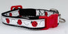 Ladybugs cat or small dog collar 1/2" wide adjustable handmade bell or leash Petcollarshandmade