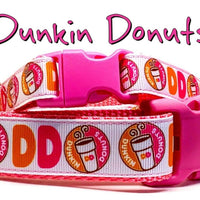 Dunkin Donuts Dog collar handmade adjustable buckle 5/8"wide or leash small dog