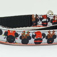 Mickey Mouse Christmas Dog collar handmade adjustable buckle collar 5/8" wide - Furrypetbeds