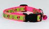 Minnie Mouse cat or small dog collar 1/2" wide adjustable handmade bell or leash Petcollarshandmade