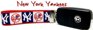 NY Yankees Key Fob Wristlet Keychain 1"wide Zipper pull Camera strap handmade - Furrypetbeds