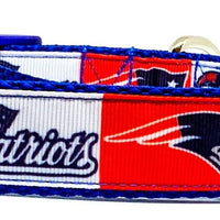 Patriots dog collar handmade adjustable buckle collar football 1" wide or leash Petcollarshandmade