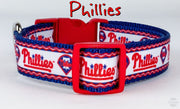 Phillies dog collar handmade adjustable buckle baseball 1"or 5/8" wide or leash Petcollarshandmade