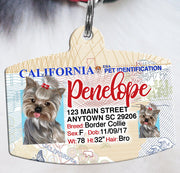 California Driver License Pet ID tags Dog ID Tag Personalized Pet IDTag aluminum