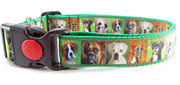 Puppies dog collar handmade adjustable buckle collar 1"wide or leash fabric - Furrypetbeds
