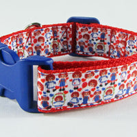 Raggedy Ann & Andy dog collar handmade adjustable buckle collar 1" wide or leash