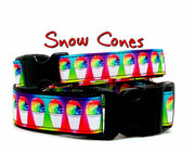 Snow Cones dog collar handmade  adjustable buckle collar 1" or 5/8"wide or leash