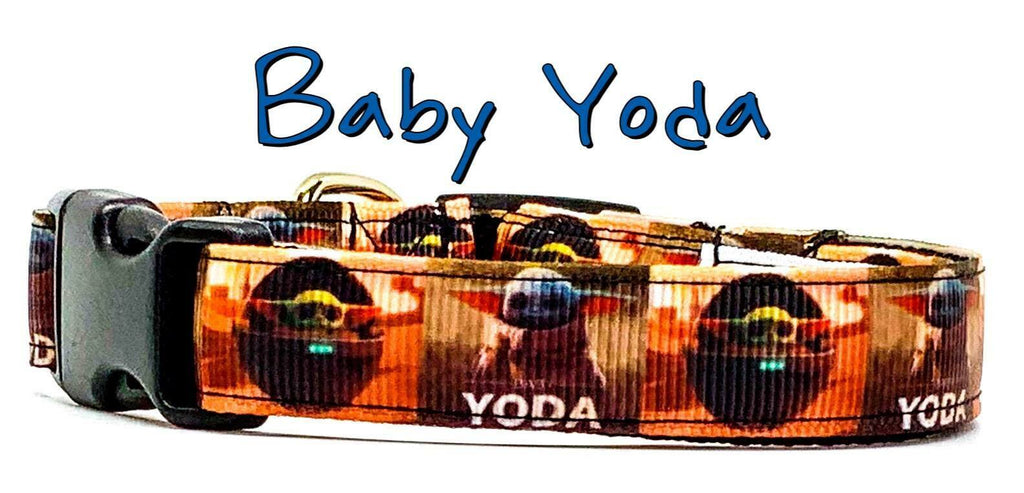 Baby Yoda dog collar handmade adjustable buckle 5/8" wide or leash Star Wars