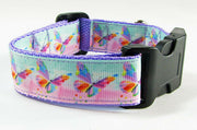 Butterflies dog collar,handmade, adjustable,buckle collar,1" wide, leash - Furrypetbeds