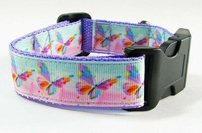 Butterflies dog collar,handmade, adjustable,buckle collar,1