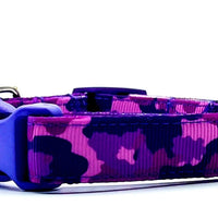Purple Camo dog collar handmade adjustable buckle collar 5/8" wide or leash