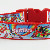 Skittles dog collar Handmade adjustable buckle collar 1" or 5/8" wide or leash Petcollarshandmade