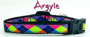 Argyle cat or small dog collar 1/2" wide adjustable handmade bell or leash