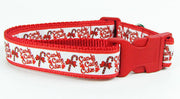 Candy Cane dog collar handmade adjustable buckle collar 1"wide or leash Xmas Petcollarshandmade