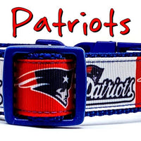 Patriots dog collar handmade adjustable buckle collar football 1" wide or leash Petcollarshandmade