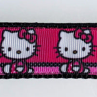 Hello Kitty dog collar Handmade adjustable buckle collar 1"or 5/8"wide or leash