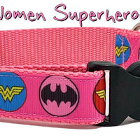 Women Super Heros dog collar handmade adjustable buckle collar 1" wide or leash - Furrypetbeds