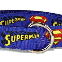 Superman dog collar handmade adjustable buckle collar 1" or 5/8" wide or leash Petcollarshandmade