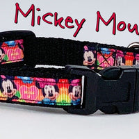Mickey Mouse cat or small dog collar 1/2" wide adjustable handmade bell or leash