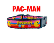Pacman dog collar handmade adjustable buckle 1"or 5/8"wide or leash Game Pink Petcollarshandmade
