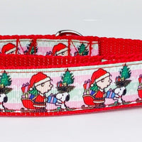 Peanuts Christmas dog collar handmade adjustable buckle 1" or 5/8" wide or leash Petcollarshandmade