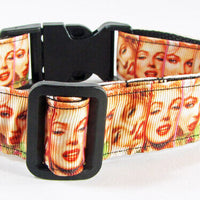 Marilyn dog collar handmade adjustable buckle collar 1" wide or leash movie star