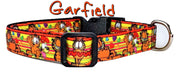 Garfield dog collar handmade adjustable buckle collar 5/8" wide or leash fabric Petcollarshandmade