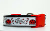 Ladybug dog collar handmade adjustable buckle 1" wide or leash Love Petcollarshandmade