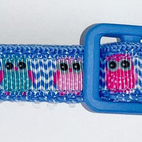 Owls cat or small dog collar 1/2" wide adjustable buckle handmade bell or leash Petcollarshandmade