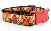 Thanksgiving dog collar handmade adjustable buckle 1" wide or leash holiday Petcollarshandmade