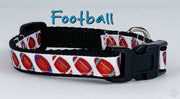 Football cat or small dog collar 1/2" wide adjustable handmade bell leash - Furrypetbeds