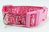 Think Pink dog collar Handmade adjustable buckle collar 1" wide or leash