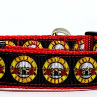 Guns N Roses dog collar handmade adjustable buckle collar 1"or 5/8"wide or leash