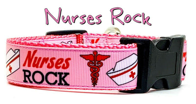 Nurses Rock dog collar handmade adjustable buckle collar 1
