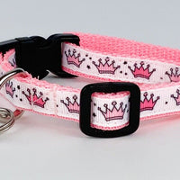 Princess cat or small dog collar 1/2" wide adjustable handmade bell or leash