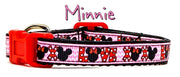 Minnie Mouse cat & small dog collar 1/2" wide adjustable handmade bell or leash Petcollarshandmade