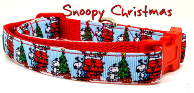 Snoopy Christmas dog collar handmade adjustable buckle collar 5/8