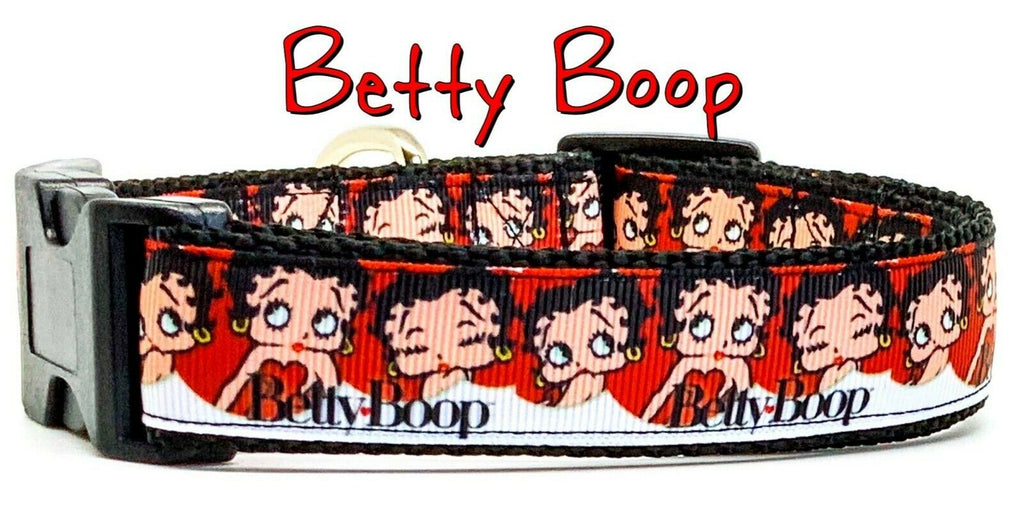 Betty Boop dog collar handmade adjustable buckle collar 1 or 5/8wide