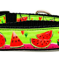 Watermelon dog collar handmade adjustable buckle collar 1"or 5/8" wide or leash Petcollarshandmade